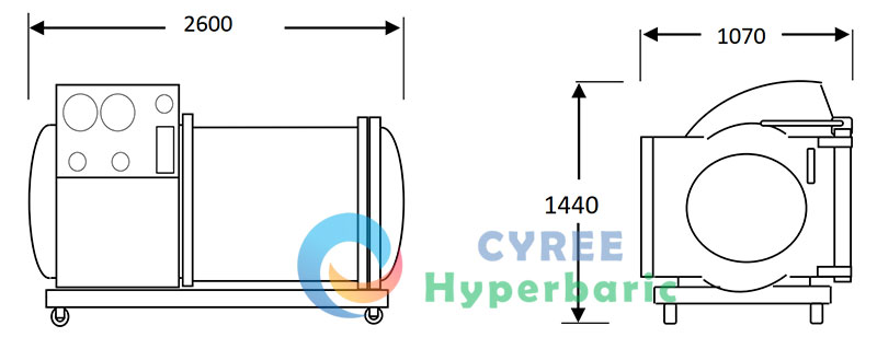 Chambre à oxygène hyperbare de type brancard 3.0 ATA pour hôpital
